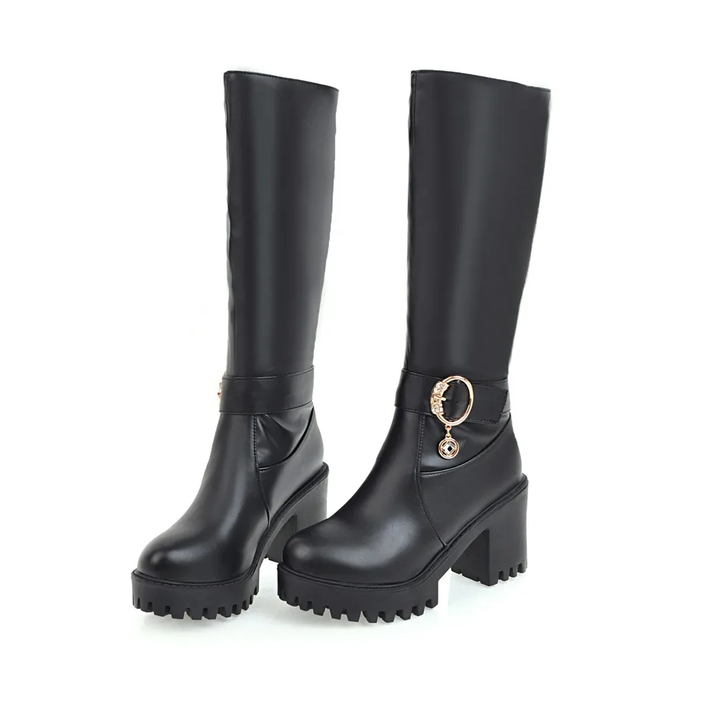 

LDHZXC 2019 new Women Boots roud Toe Boots Fashion Over The Knee Boots Ladies Long Boots Synthetic Snow Shoes Size 34-45