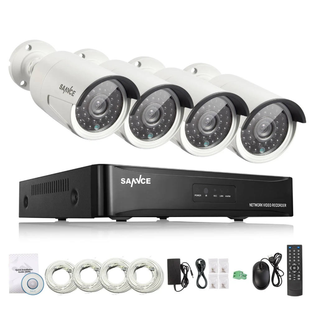  SANNCE 4CH 1080P Network POE NVR Kit CCTV Security System 2.0MP IP Camera Outdoor IR Night Vision S - 33044565509