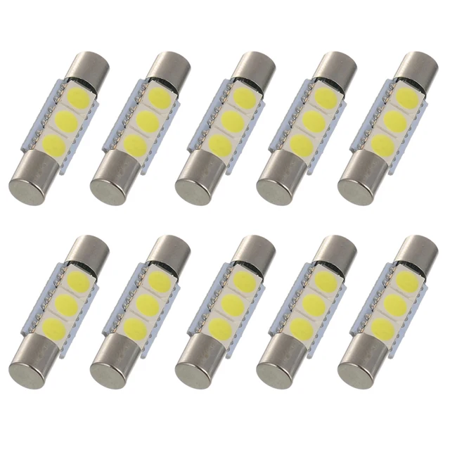 10pcs 29mm 3smd Led Fuse Festoon 5050 Car Bulb Cold White 10pcs 29mm 3smd Led Fuse Festoon 5050 Car Bulb Cold White Sun Visor Vanity