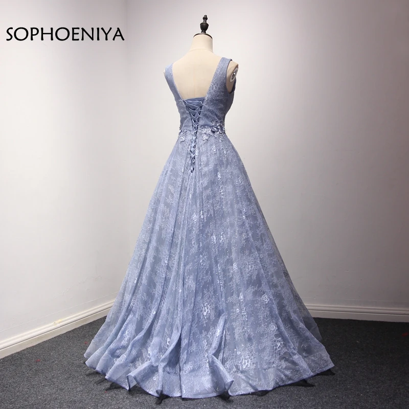 Женское длинное вечернее платье кружевное с V образным вырезом лето 2020|robe de soiree|lace