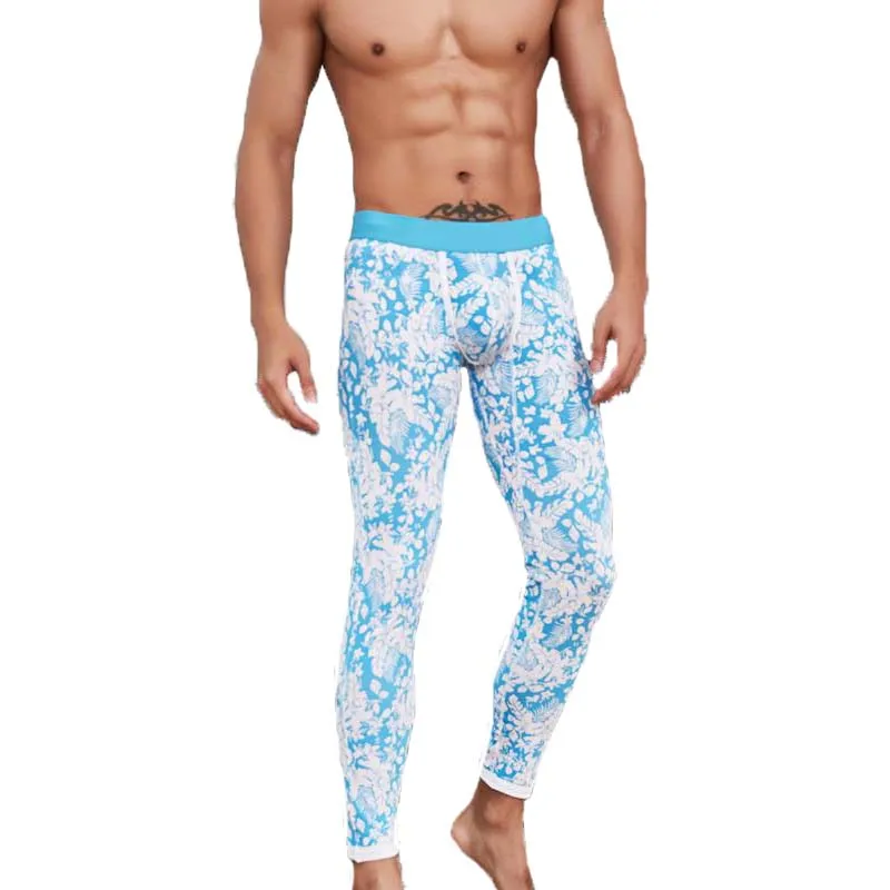 2017 Winter Thermal Underwear Pantalon For Men Blue Printed Thermo