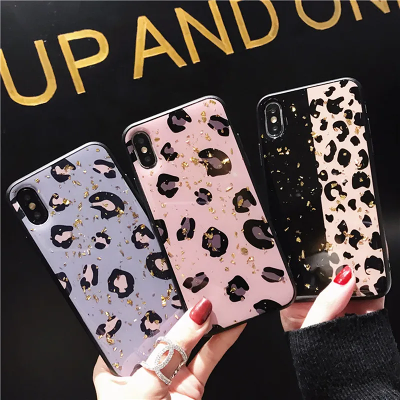 

Bling Glitter Leopard Print Phone Case For iphone X XS Max XR Case For iphone 7 8 6 6S Plus Soft Silicon Back Cover Fashion Case