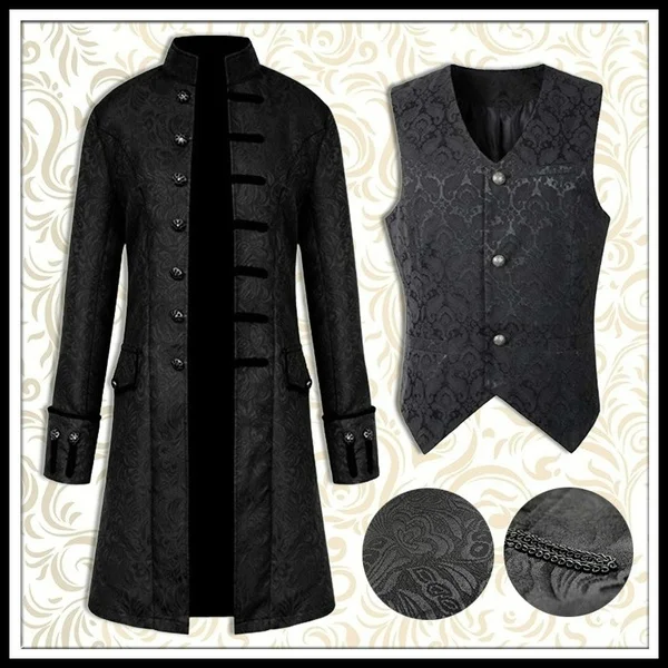 Adult Men Steampunk Jacket Velvet Goth VTG Victorian Frock Coat Cosplay Costume