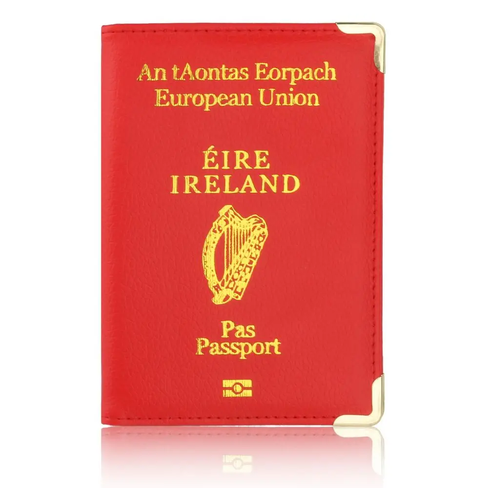 TRASSORY Личи шаблон Европейский союз Ирландия кожа Обложка для паспорта Женщины держатель с медным углом