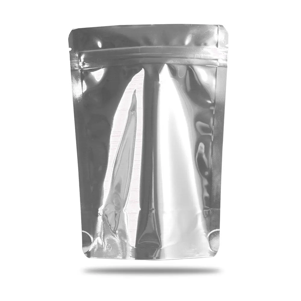 Двухсторонние цветные плотные термогерметичные упаковочные пакетики со струнным замком пищевой вертикальный алюминиевый фольга с застежкой мешочки 100 шт - Цвет: Silver Zip Lock Bag