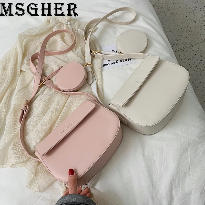 

MSGHER Shoulder Bags Women High Designer Small Bags Female Casual Solid Bags Quality PU Messager Bags