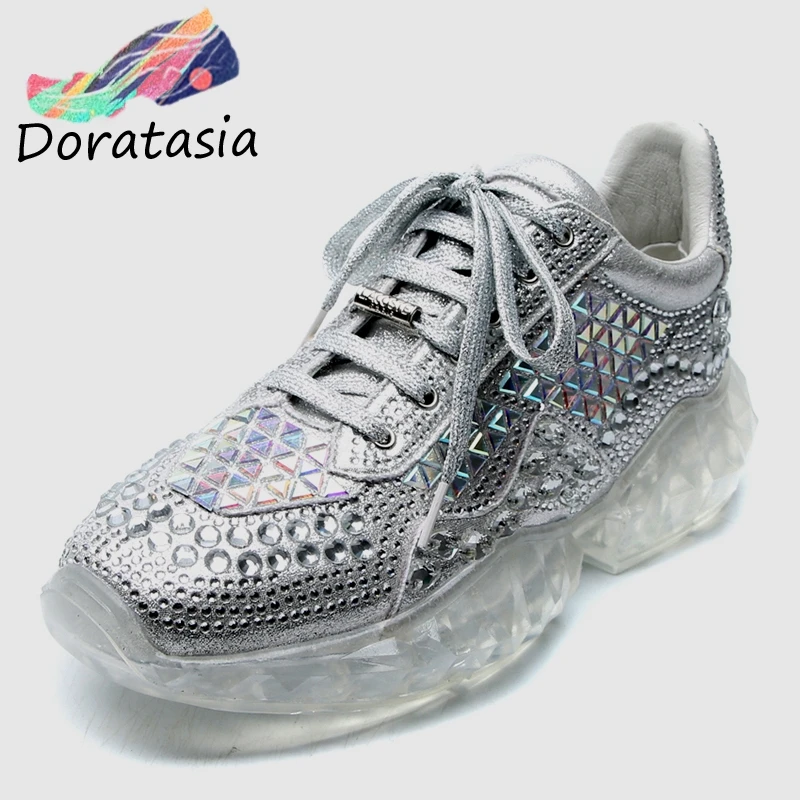 

DORATASIA Spring New Brand INS Crystal Sneakers Women 2020 Shining Girl Party Shoe Fashion Flat Platform Women Shoes Woman Flats