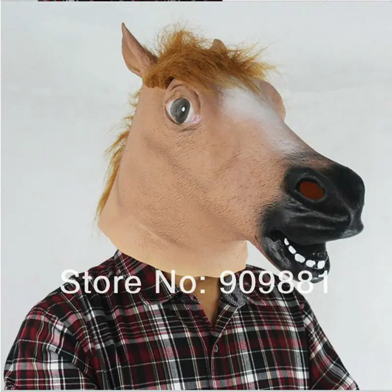 Horse Head Mask Creepy Halloween Costume Fur Mane Latex Realistic Full
