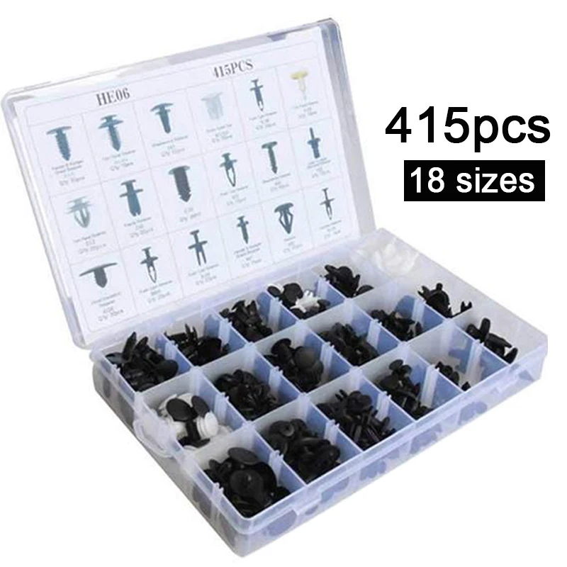 

415Pcs 18 Kinds for peugeot 508 plastic clips car Mixed Auto Fastener Car Universal Bumper Fixed Clamp Push Type Clip Automobile