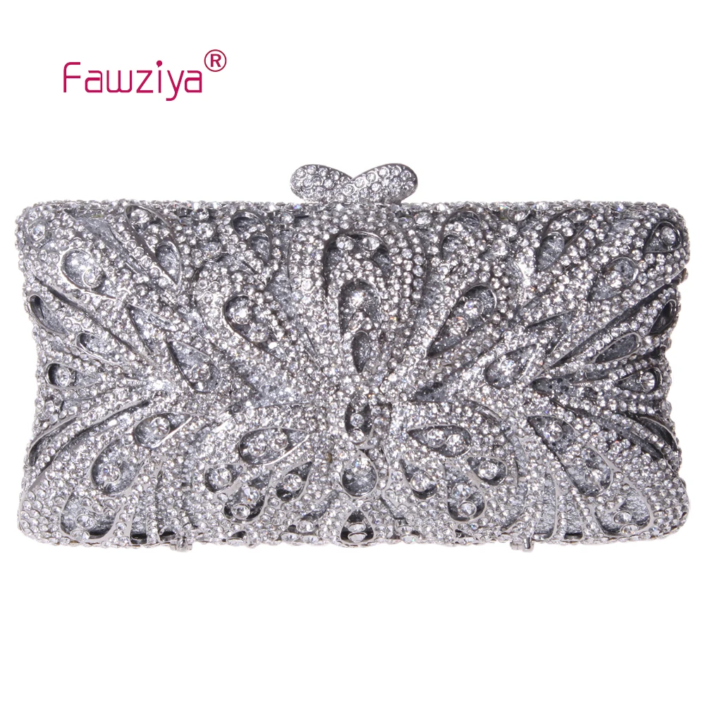 Fawziya Handbag Clutch Butterfly Clutch Chain Purse Rhinestone Crystal Evening Clutch Bags