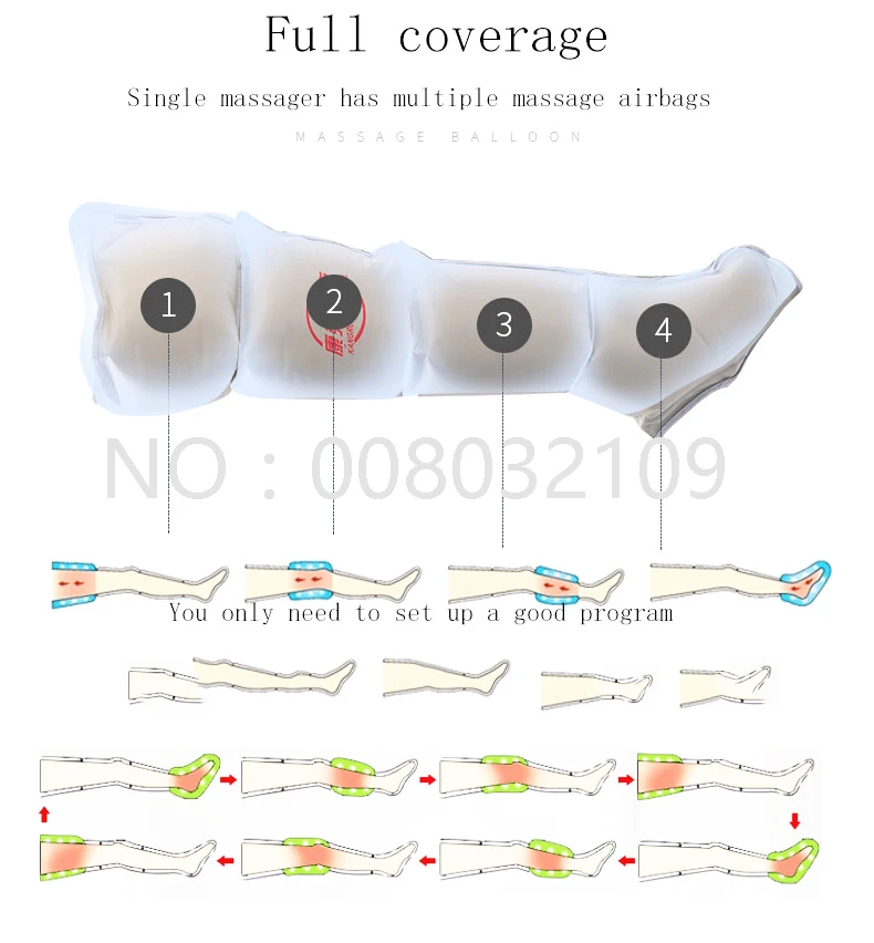 Электрический воздушный компрессионный массажер для ног, вибрация, инфракрасное лечение, рука, талия, пневматическая воздушная посылка, расслабление, облегчение боли