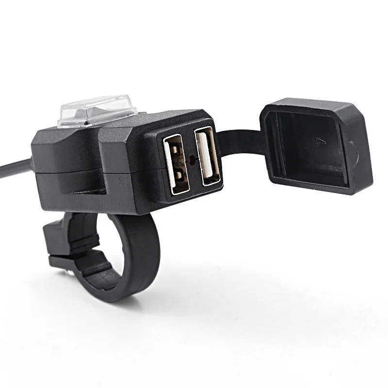 

Waterproof Motorcycle Handlebar Charger Power Supply Socket Plug Adapter for Dual Port USB Mobile Phone 5V 1A/2.1A