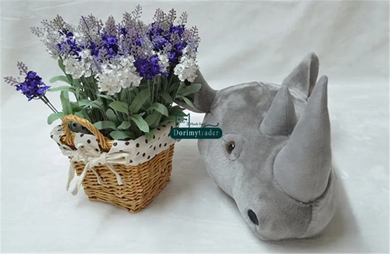 Dorimytrader Pop Anime Realistic Animals Heads Elephant Fox Panda Deer Rhinoceros Plush Toys Animal Wall Hanging Nice Home Decoration Doll DY61780(14)
