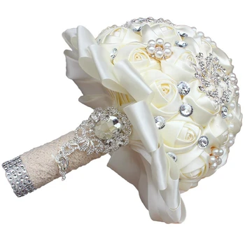 

HOT Rose Crystal Wedding Bouquet Beaded Bouquet Wedding Accessories Bridesmaid Artificial Wedding Flowers Bridal Bouquets