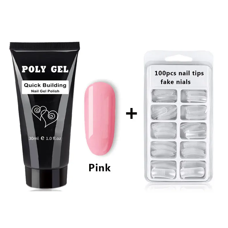 

2pcs/set Quickly Building Poly Acrylic Gel Soak Off UV Gel Polygel Kit Finger Extension Nail Art Gel Hard Builder UV Gel Tips