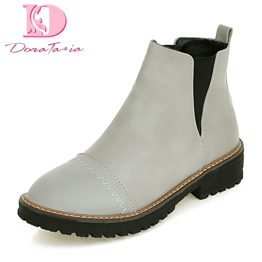 

Women's 2019 Fashion Big Size 33-43 Elastic Band square Heels Boots Shoes Woman Platform Ankle Boots Woman Booties Women Shoes