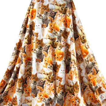 

50*139cm, 50*145cm cat dog animal 4 ways stretch knit fabric for Tissue Kids Bedding home textile for Sewing Tilda Doll,c551