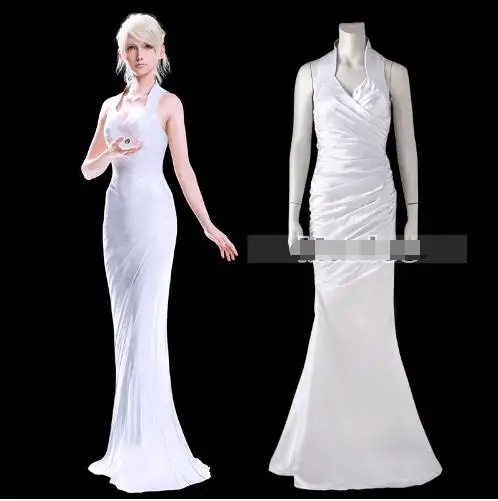 Платье Lunafreya Nox костюм флуоресцентного Фэнтези XV для косплея белое маскарадное