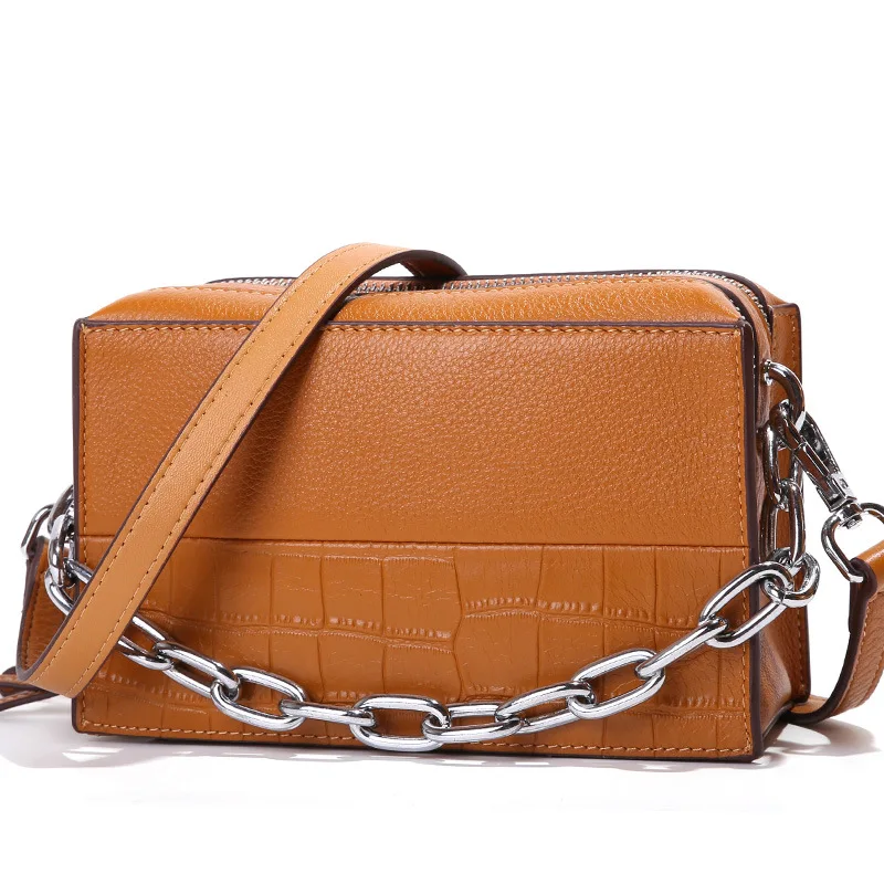 

2019 Newest Top-grade Genuine Leather Small Crossbody Chain Bag Women Elegant Handbag Ladies Flap Purse Shoulder Messenger Bags