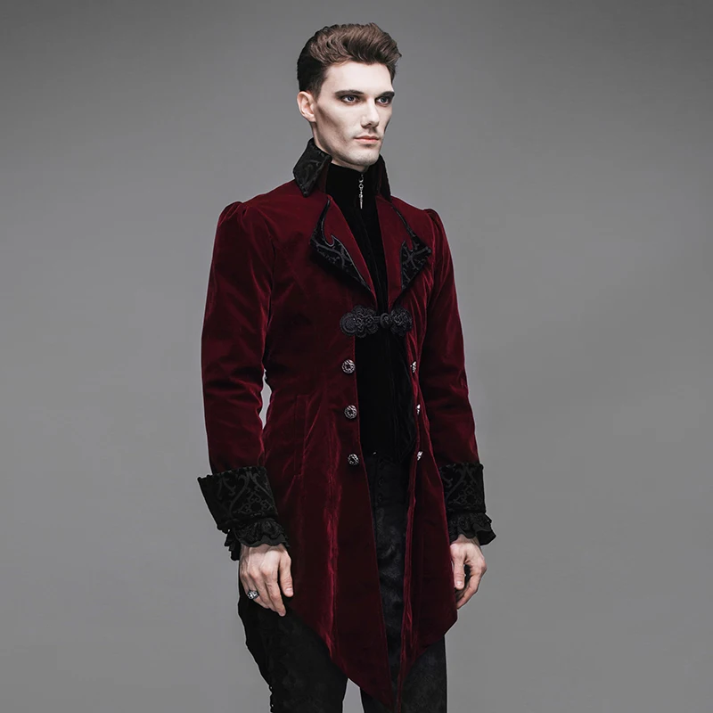 Вельветовый винтажный Тренч в стиле барокко для мужчин зимний красная куртка
