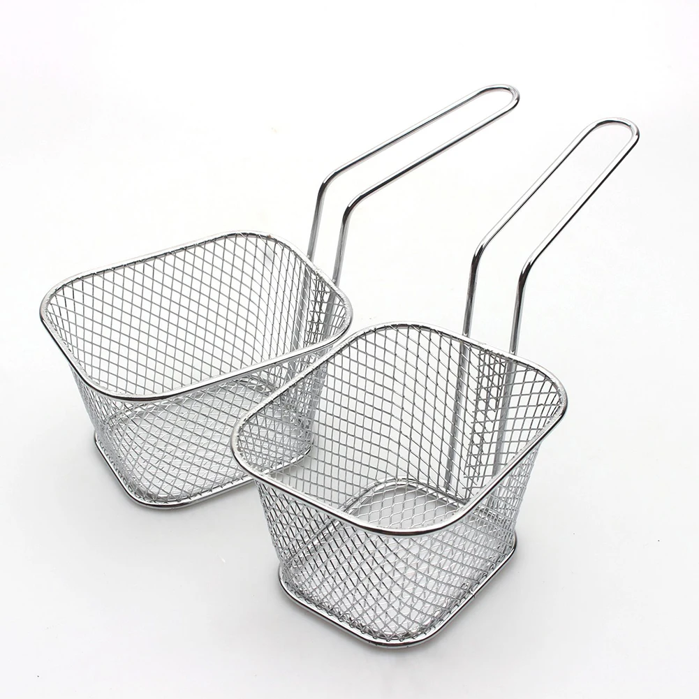 

Square Plated Mini oil grid slip net Fry Baskets Strainer Cooking French Fries Basket Kitchen Tool for Chips Onion Rings