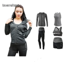 5 шт., Женский комплект для йоги, футболка для бега, топы, спортивный бюстгальтер, жилет, штаны для фитнеса, шорты с коротким рукавом, штаны, спортивный костюм Y02