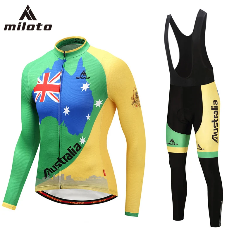 

MILOTO Australia Cycling Set Long Sleeve Men Gel Padded Shockproof Bicycle Clothes Mountain Bike Clothing Cycling jersey Set