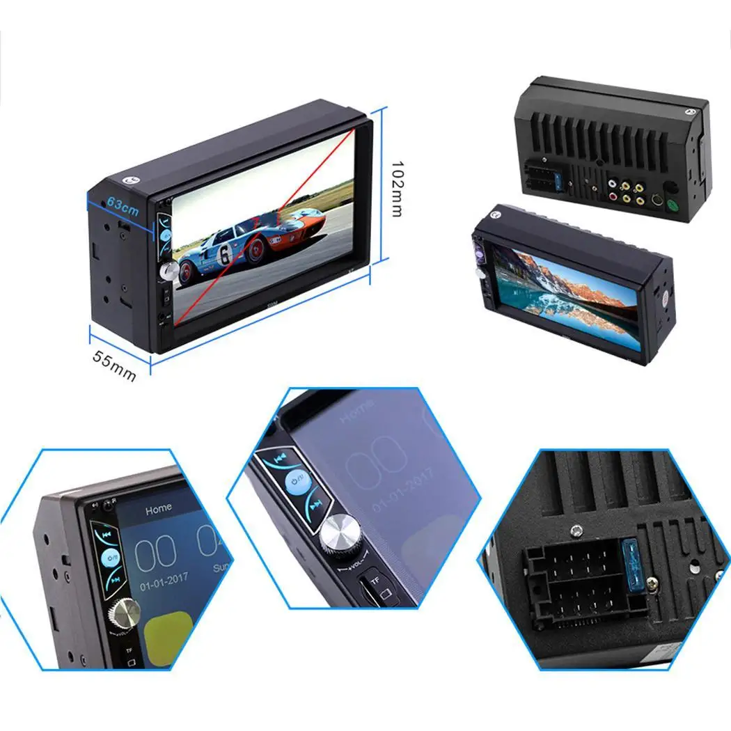 2 Din 7 &quotwifi Bluetooth Автомобильный MP5 плеер авторадио сенсорный экран автомобильный