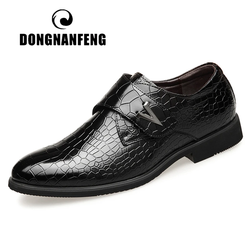 

DONGNANFENG Men's Man Male Mr Genuine Leather Shoes Flats Lace Up Bling British Plush Business Breathable Size 38-44 BLM-1802