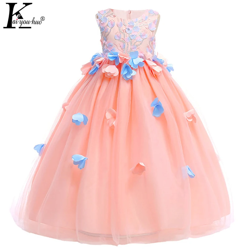 

Summer Girls Dress Elegant 2018 Party Kids Dresses For Girls Costume Princess Flower Wedding Dresses 4 5 6 7 8 9 10 11 12 Years