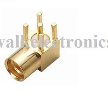 MMCX Женский правый угол для монтажа на печатную плату, крепление на печатную плату MMCX Женский прямоугольный разъем, MMCX connctor, позолоченный, 50ohm