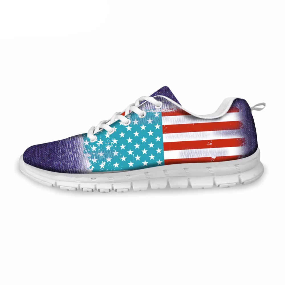 

NOISYDESIGNS 2018 Denim Fashion Design Women flat Casual Shoes 3D Flags Printed Women's Breathable Comfortable Sneakers Female