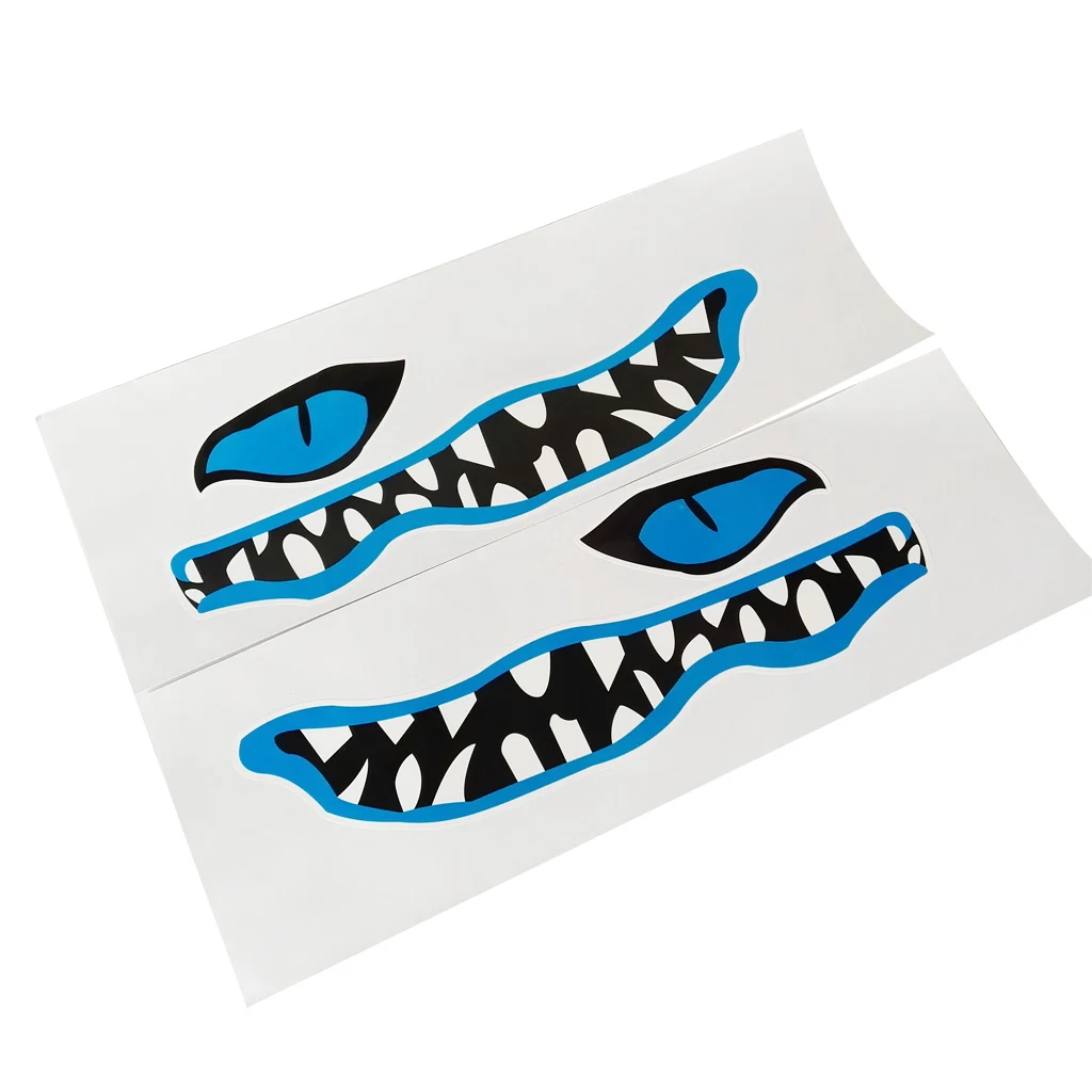 New Vinyl Decal 1 Pair River Monster Mouth & Eye Decal Stickers for Kayak Canoe Boat Car Truck Yaht Dinghy Window Decoration