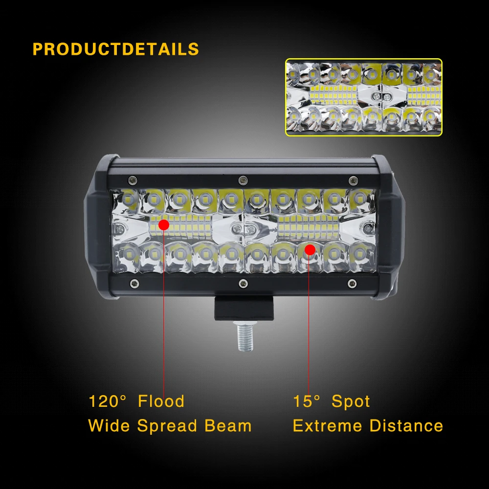 7 Inch 120W Led Work Light Bars Spot Flood Beam for Work Driving Offroad Boat Car Tractor Truck 4x4 SUV ATV for JEEP 12V 2 (13)