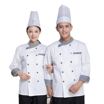 

White Autumn & Winter Double-breasted Long Sleeve Professional Chefs Uniform Unisex Hotel Restaurant Kitchen Man Woman Tooling