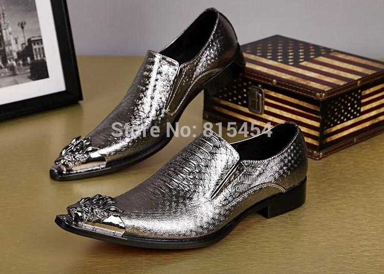 Мужские туфли-оксфорды высокого качества в британском стиле из натуральной кожи с металлическим носком золотистого цвета без шнуровки