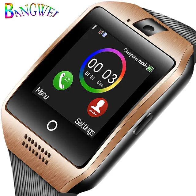 BANGWEI 2018 New Bluetooth Smart Men Watch Sport Pedometer with SIM Camera LED Touch Screen Smartwatch For Android Smartphone