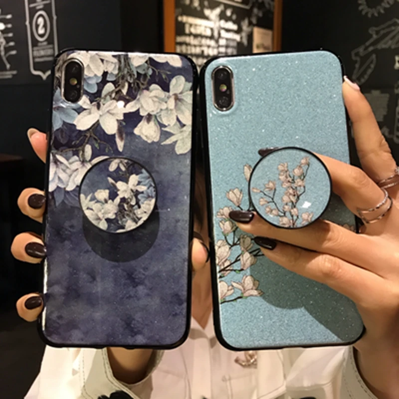 Чехол для телефона Casyva Glitter magnolia samsung J2 J3 J5 J7 PRO PRIME M10 M20 M30 J4 J6 A6 PLUS модный кронштейн