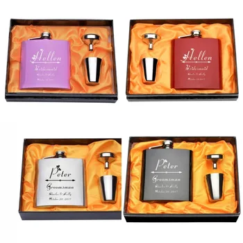 

Engraved Stainless steel 6oz Pink Hip Flask Set Sets Bridemaids Wedding Party Gifts Decors Business Logo Customied Flask