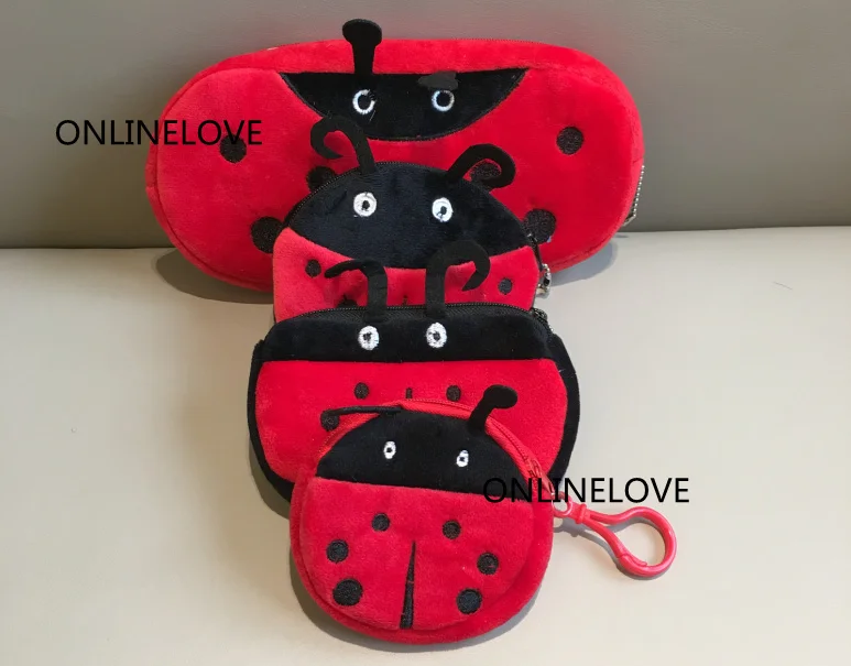 

ALL 4Shapes- Cartoon Ladybug Full Designs , Size 6-22CM Plush Coin BAG , Coin Purse , key chain Pocket Coin Purse BAG