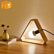 Art Wood Desk Lamps Nordic Modern Triangle Table Light With E27 Bulb for Living Room Bedroom Bedside Table Lamp Decoration Art Wood Desk Lamps Nordic Modern Triangle Table Light With E27 Bulb for Living Room Bedroom Bedside Table Lamp Decoration