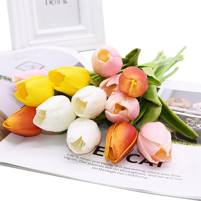 10/30pcs Tulip Artificial Flowers Real Touch Flowers Wedding Decor Simulation Bride Bouquets Pu Tulips for Home Party Vase Decor