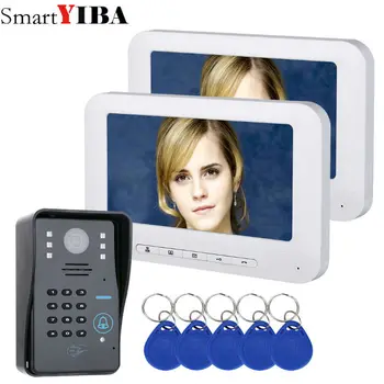 

SmartYIBA 7" LCD 2 white Monitors RFID Password Video Door Phone Intercom Doorbell With IR-CUTCamera Access Control System