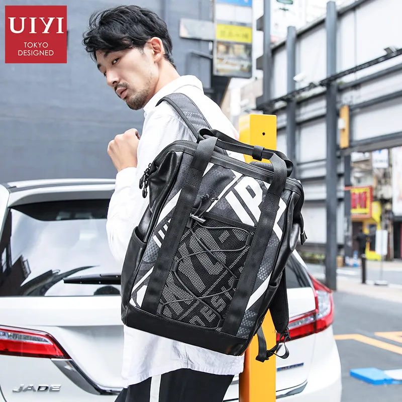 

UIYI Brand Black Men Backpack Multifunction Waterproof Backpacks Fashion Importer PU Leather Travel Bag Casual Bag Quality Packs