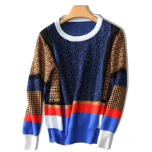 Новое поступление, хлопковый шерстяной вязаный женский модный свитер, пуловер в стиле пэчворк с круглым вырезом, один и более размер