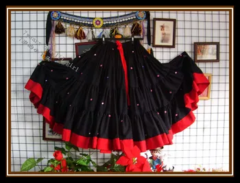 

cotton 4tiered 18yards Ats Gypsy tribal belly dance skirt with border EI30