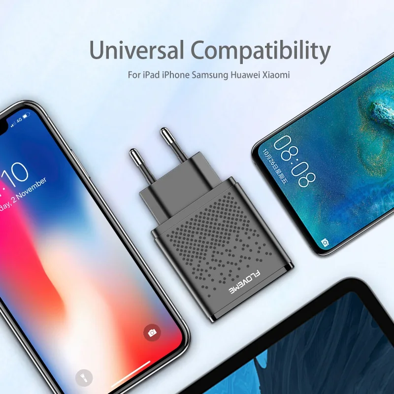 FLOVEME Dual USB Ladegerät LED 2.4A Schnelle Lade Adapter EU Stecker Reise Wand Ladegeräte für iPho