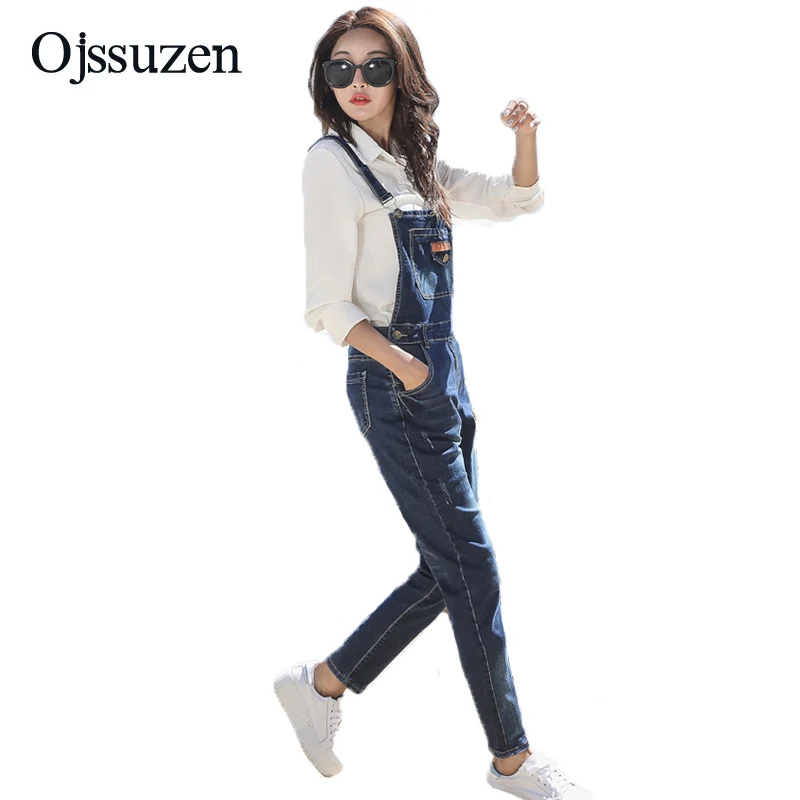 

2018 Fashion Denim Jumpsuit For Women Overall Jeans Rompers Pants Long Overalls Ladies Jeans Female Jumpsuit Summer