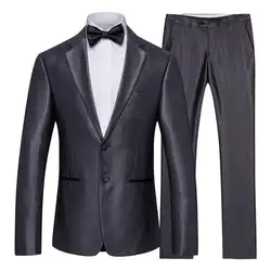 Новый серый комплект из 2 частей Британский Стиль Slim Fit Большой Размеры классический карман без карманов для Для мужчин костюмы X0018