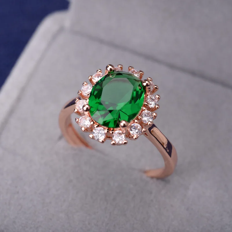 

MOONROCY Cubic Zirconia Rose Gold Color CZ Rings Green Red Blue Crystal Jewelry for Women Girls Gift Dropshipping Gift